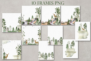 Watercolor Forest Clipart.