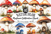 Watercolor Mushroom Sublimation, an Illustration by Designking (Thumbnail 1 of 5)