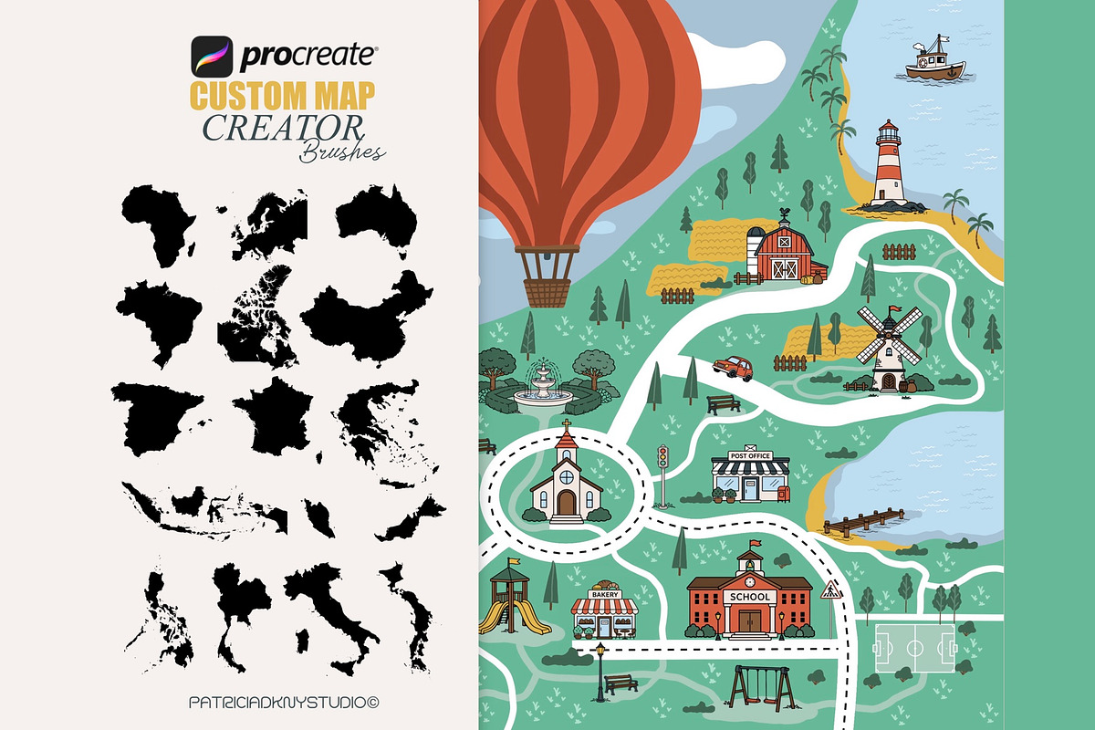 Procreate Map creator brushes, a Brush Add-On by PDknyStudio (Photo 4 of 5)