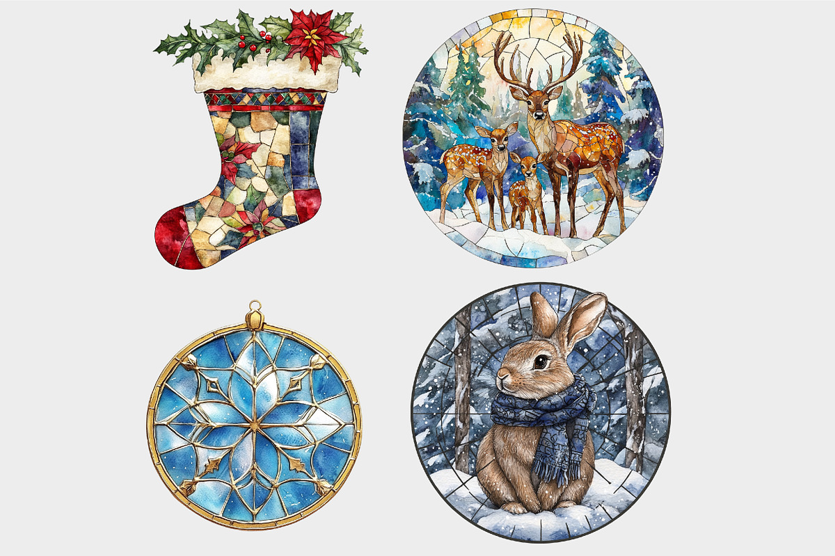 Winter Stained Glass Clipart, a Seasonal Illustration by Design Market (Photo 5 of 5)