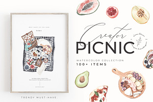 PICNIC CREATOR Watercolor Food Set