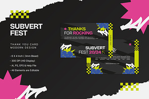 Subvert Fest - Thank You Card, a Print Template by StreaksideStd