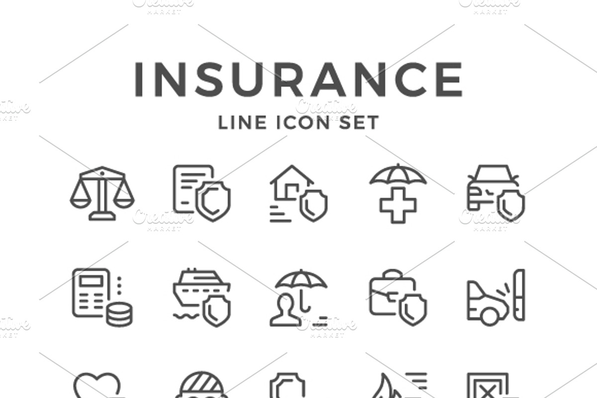 Set line icons of insurance, an Outline Icon by motorama (Photo 1 of 2)