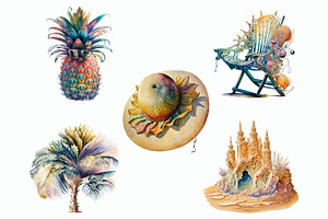 Watercolor Set Of Summer Clipart