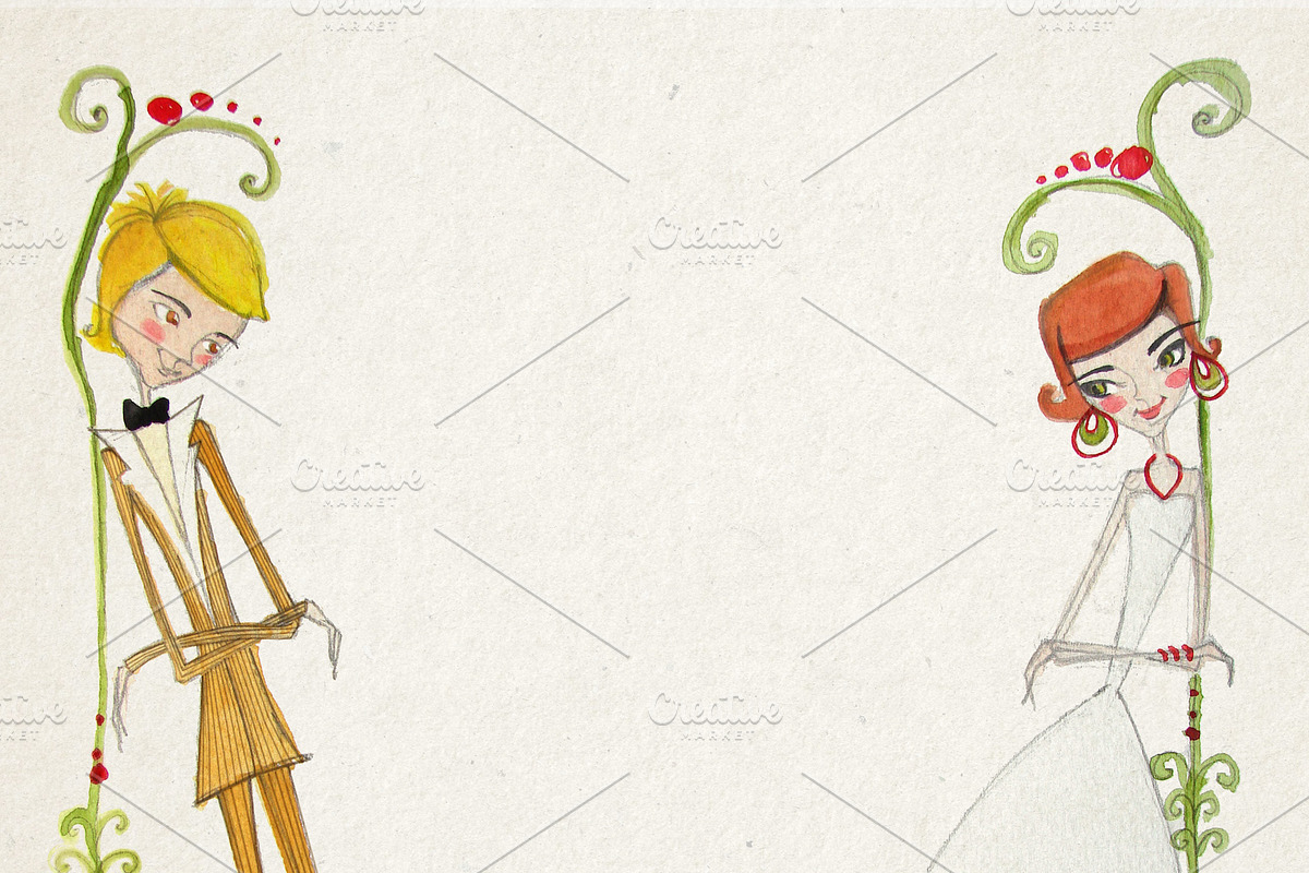 Bride and Groom, an Illustration by rebekka_ivacson