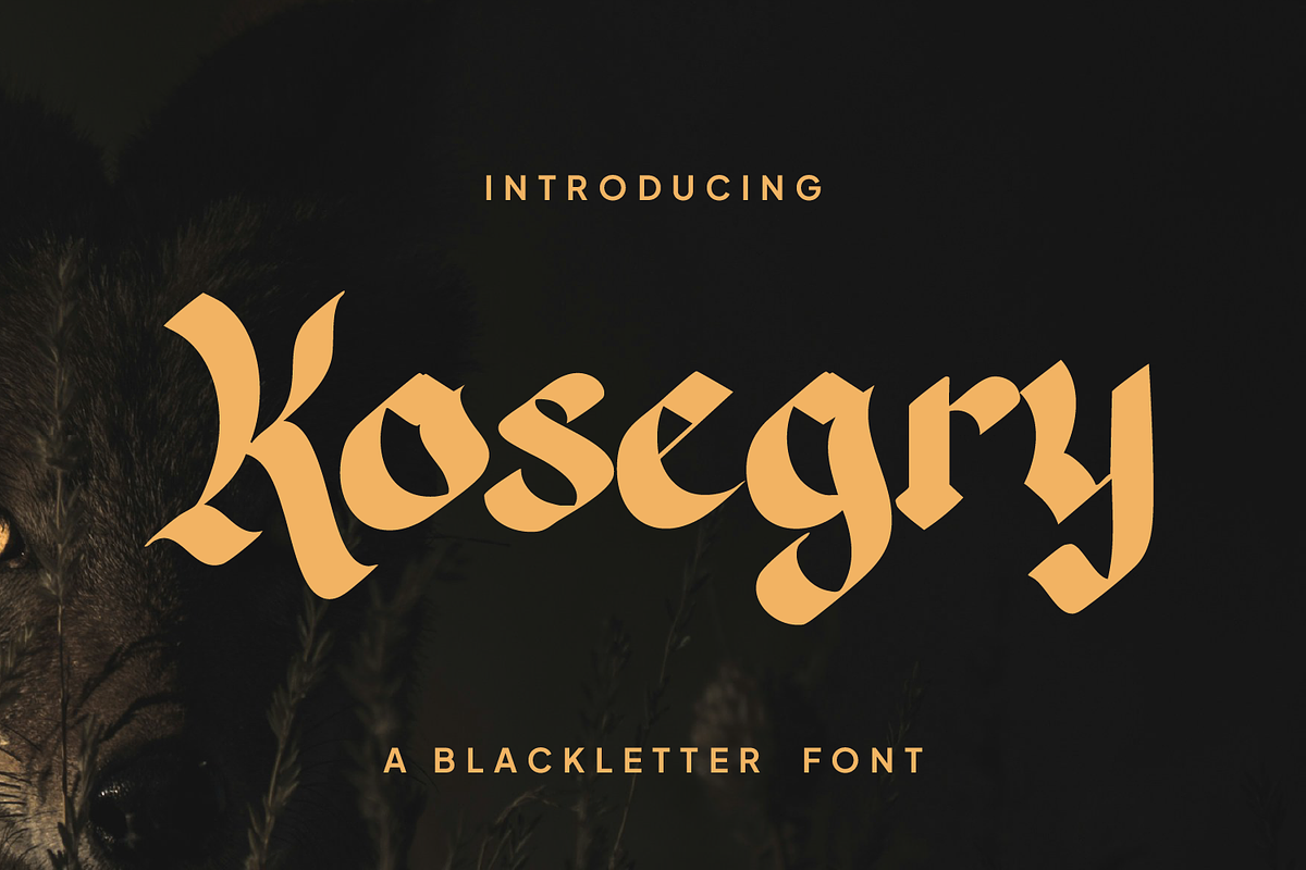 Kosegry – A Bold Blackletter Font, a Blackletter Font by Randi Irvan | Rvandtype (Photo 1 of 13)