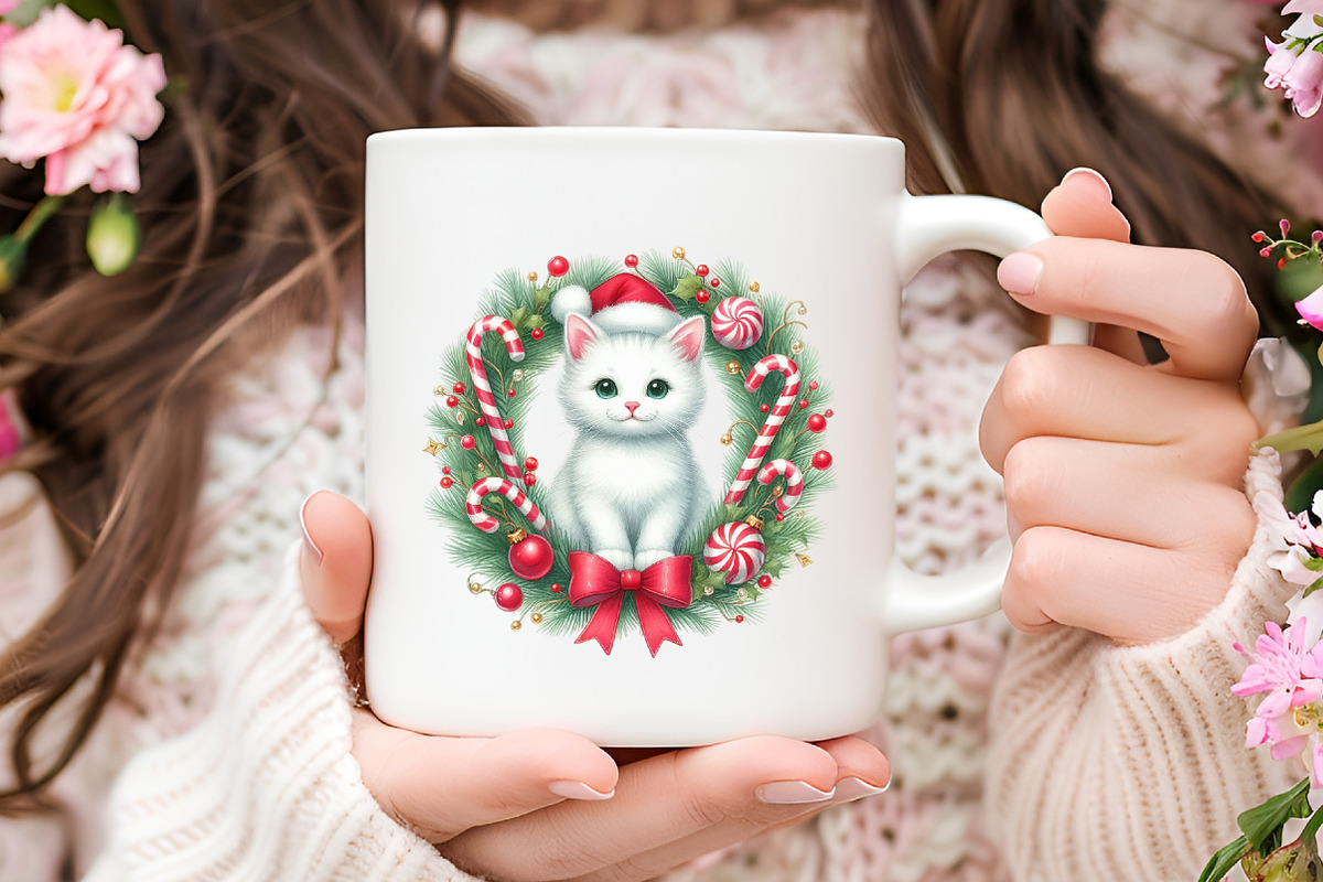 Christmas Cute Cat Sublimation Clipa, an Illustration by RobertsArt (Photo 7 of 7)