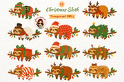 Funny Christmas Sloth Clipart, a Seasonal Illustration by Nicolle's Colorful Art (Thumbnail 1 of 6)