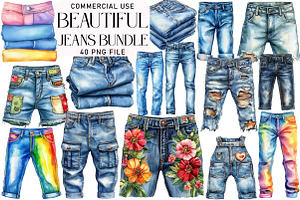 Beautiful Jeans Sublimation Bundle, an Illustration by Daily.Designs