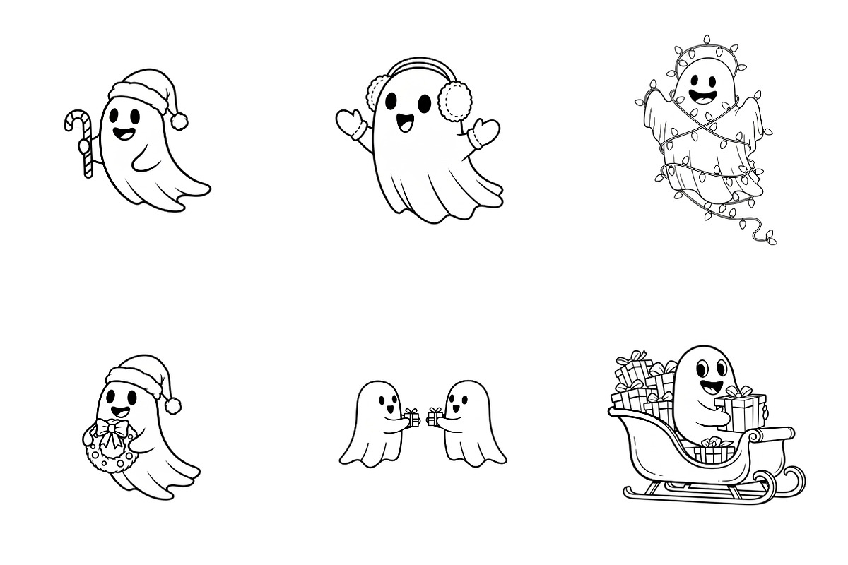 Christmas Ghost Clipart, an Illustration by SinaCreation (Photo 3 of 7)