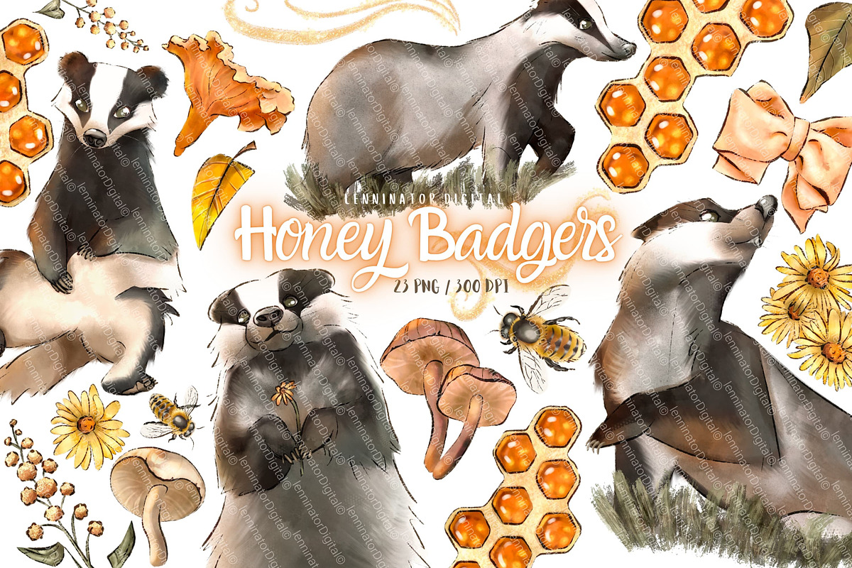 Badger Clipart PNG - Magic Forest, an Animal Illustration by Lenninator Digital (Photo 1 of 8)