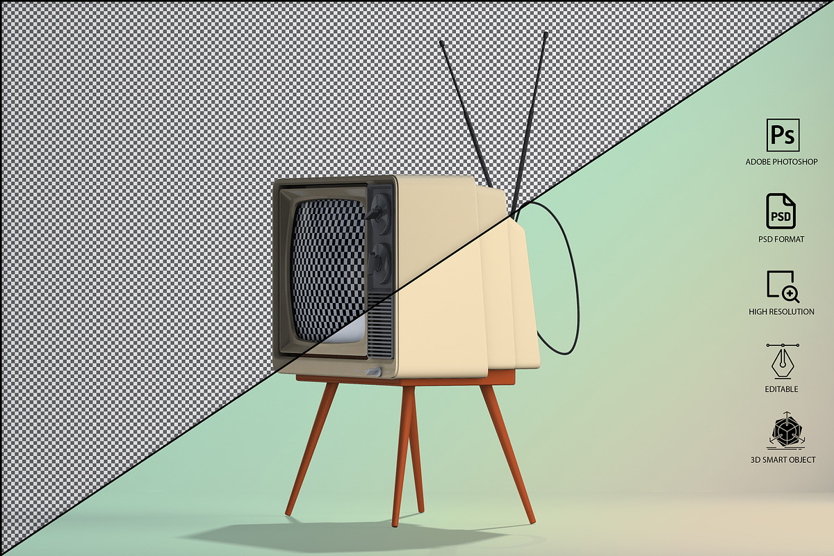 Retro Tv Mockup Pack, a Household Mockup by GraphicVil (Photo 13 of 23)