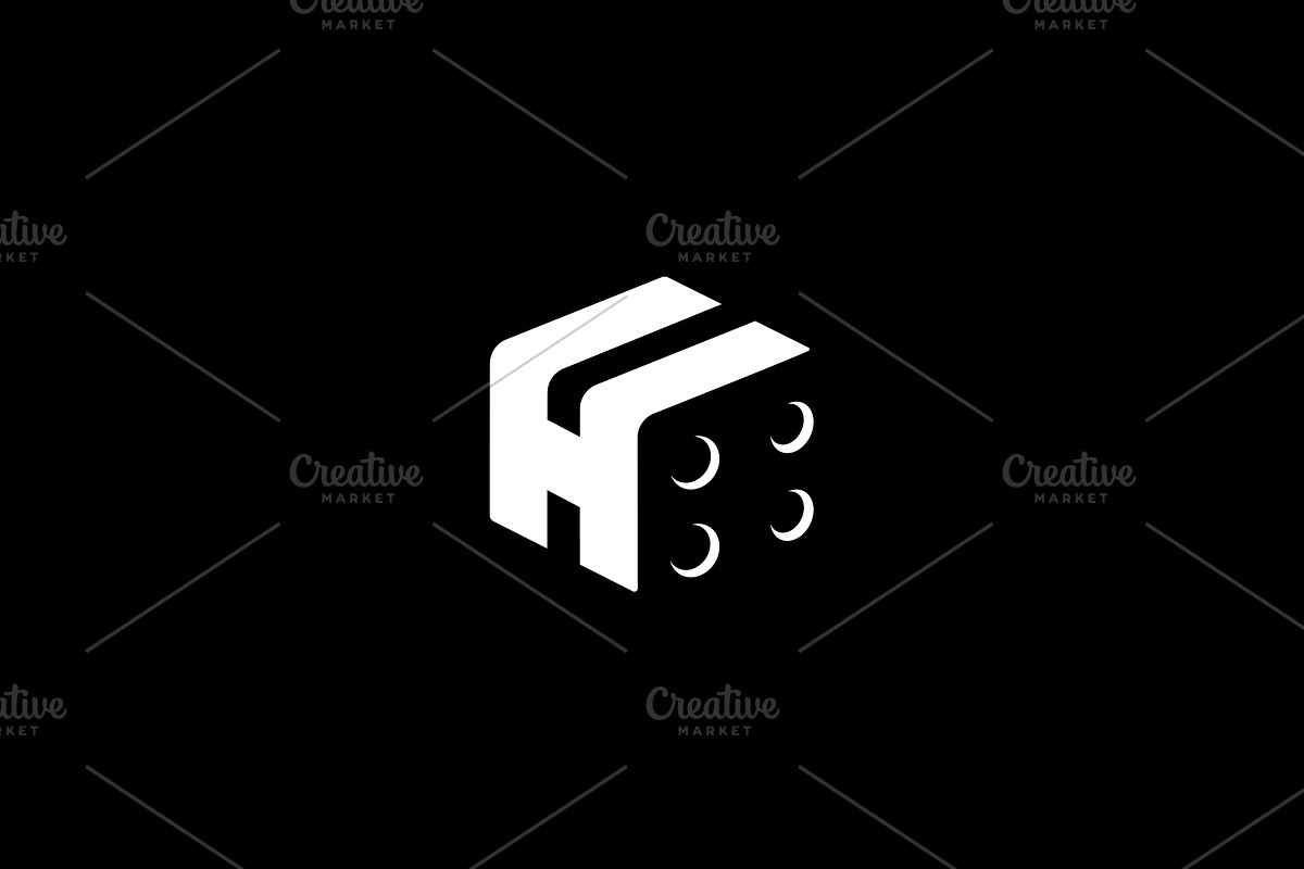 H logo negative space Dice rolls, a Branding & Logo Template by Piro Concept (Photo 4 of 4)