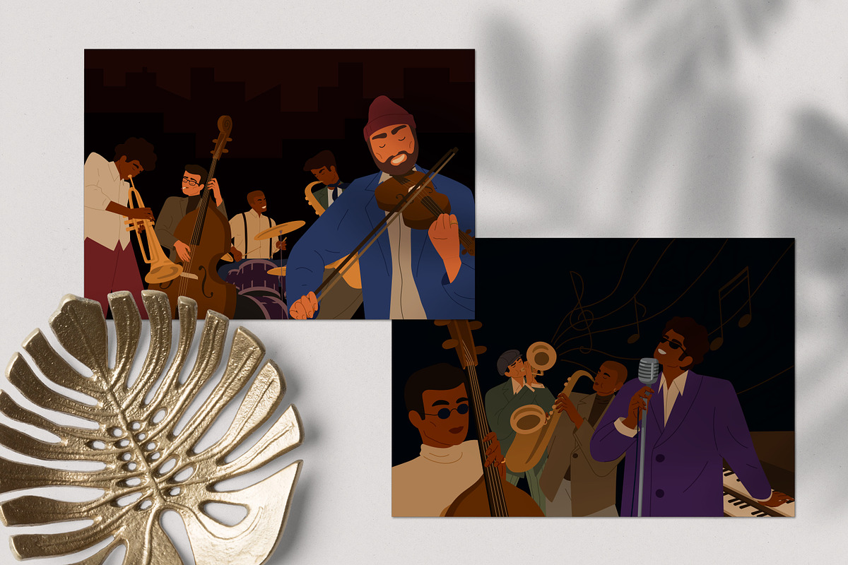 Musicians playing jazz in band set, a Person Illustration by Good Studio (Photo 7 of 8)