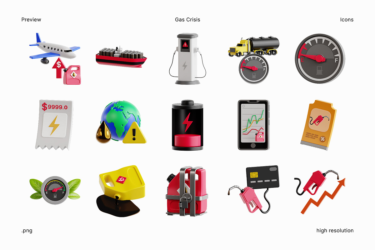 Gas Crisis 3D Icon Set, an Object 3D Model by Eklip Studio (Photo 2 of 3)