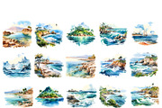watercolor miniature landscape PNG, a Seasonal Illustration by Bubert Art (Thumbnail 6 of 10)