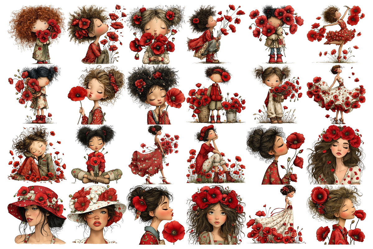Poppy Girl PNG Clipart Watercolor, a Person Illustration by Nicolle's Colorful Art (Photo 2 of 3)