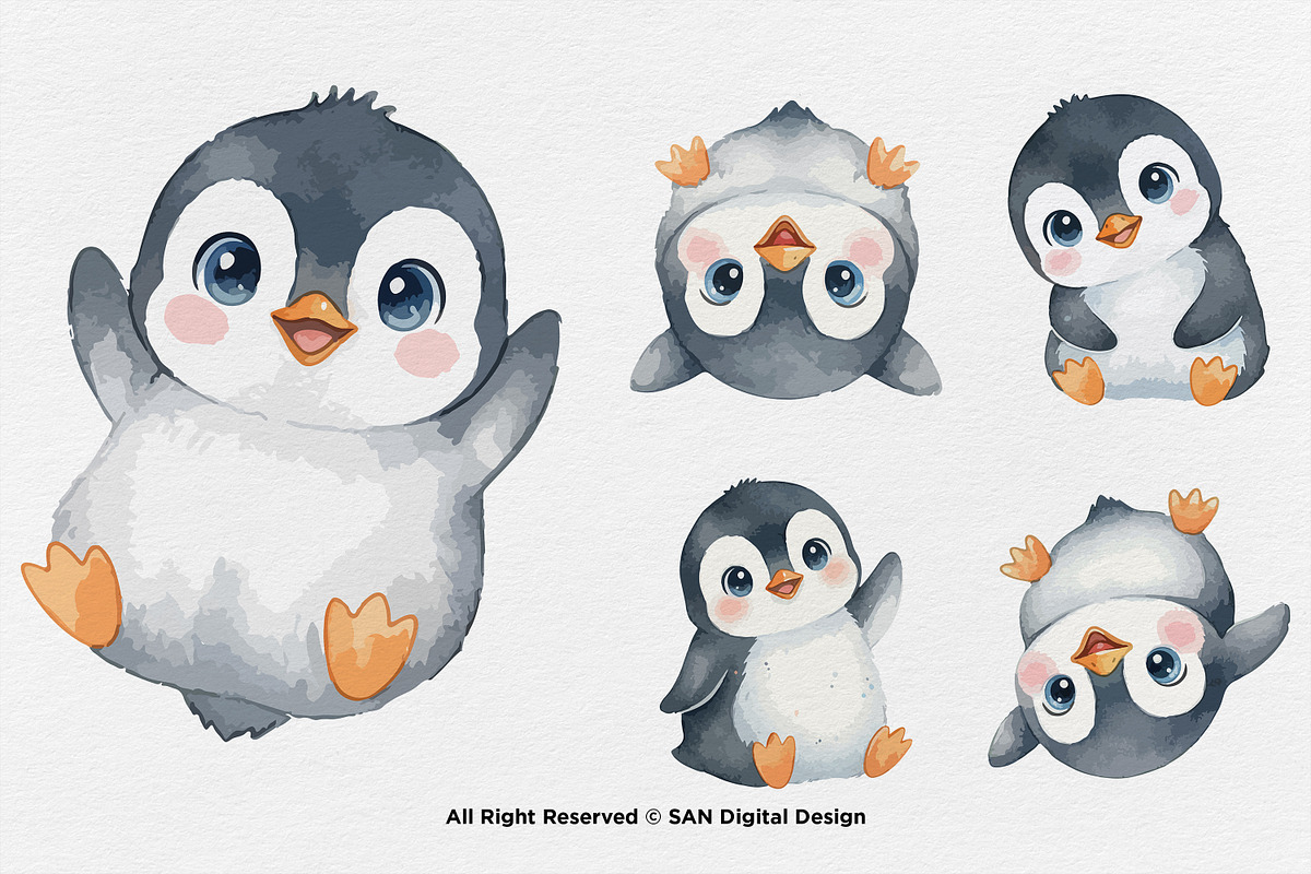15 Bundle Watercolor Cute Penguin, an Animal Illustration by Morspective (Photo 5 of 8)