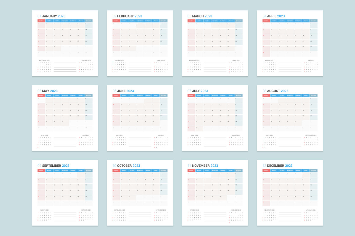 Calendar 2023 Planner Design[Sunday], a Stationery Template by WORAKAMON Design Studio (Photo 2 of 5)