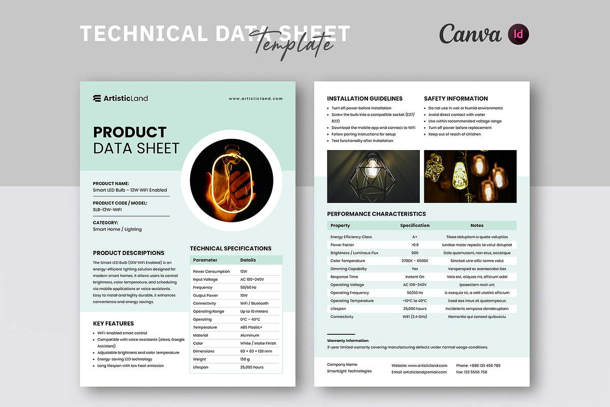 Technical Data Sheet Template, a Flyer Template by ArtisticLand (Photo 1 of 5)