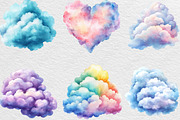 Watercolor Fluffy Clouds Clipart, an Illustration by Black Bird Studio (Thumbnail 6 of 6)