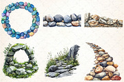Watercolor Rock Borders Clipart Bund, an Illustration by DreamCafeArt (Thumbnail 7 of 9)