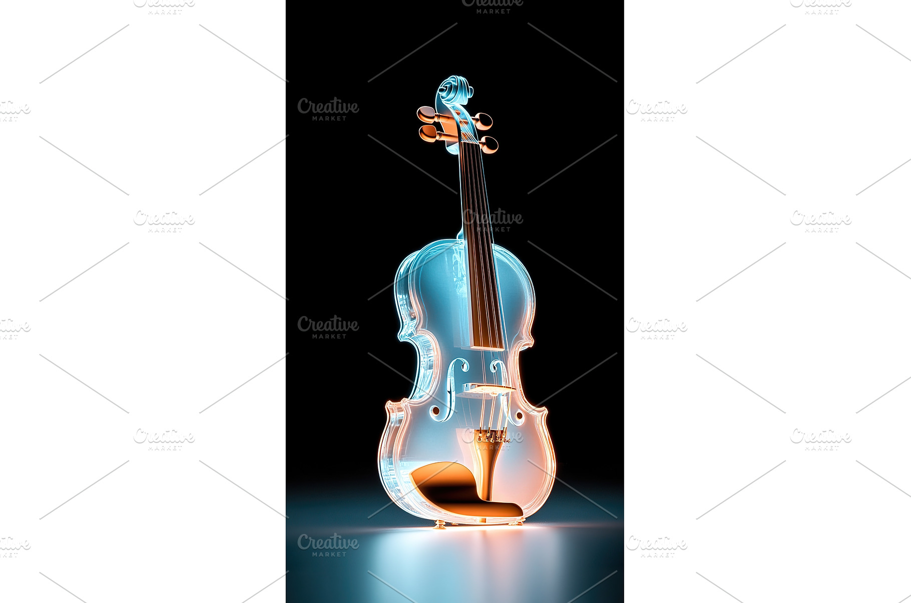 Transparent violin with neon, an Abstract Photo by Lermont51