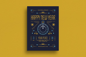 Blue Elegant Artdeco New Year Flyer, a Flyer Template by VectorVactory