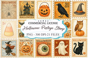 Halloween Postage Stamp Clipart, an Illustration by designcity5