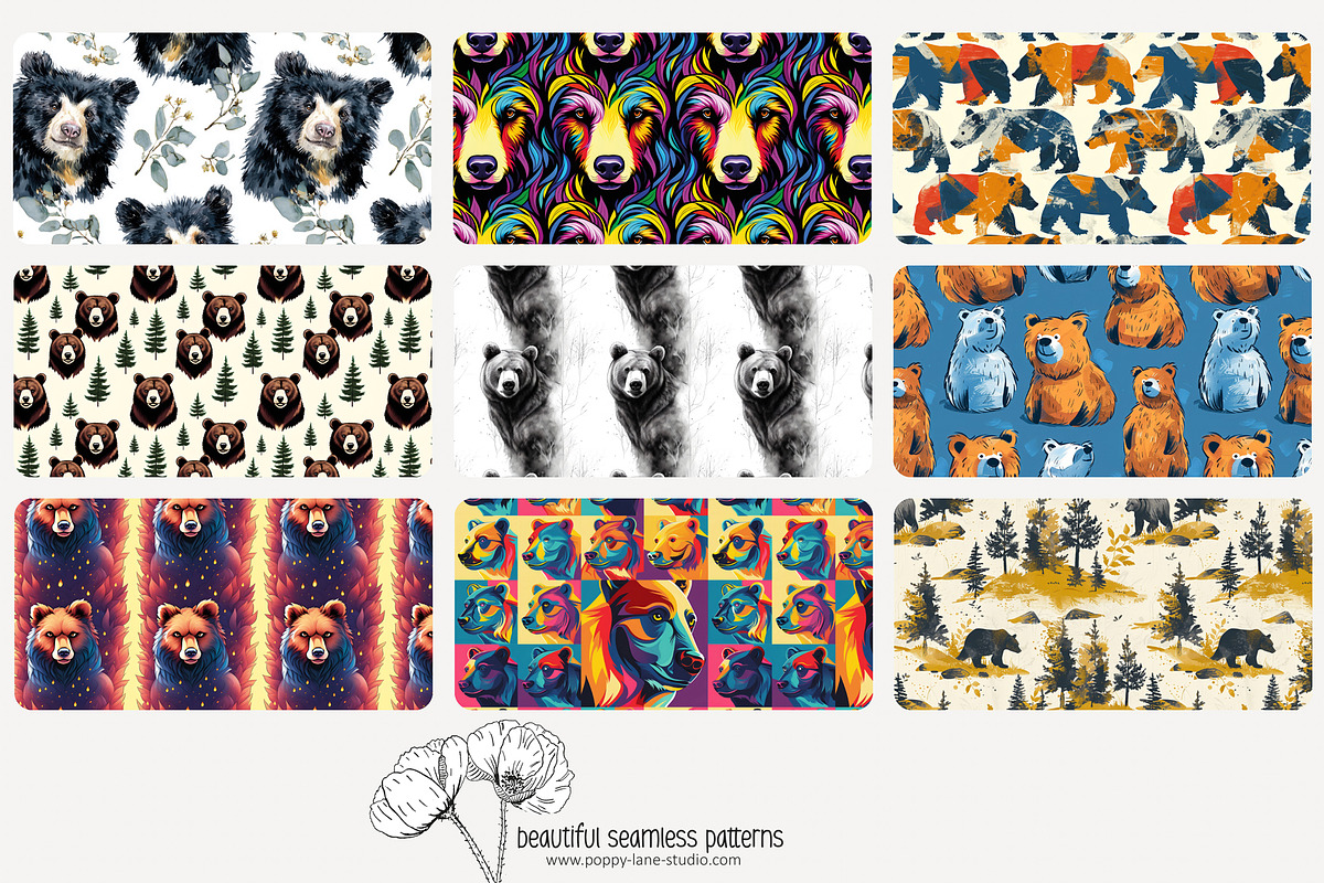 70 bear seamless pattern, a Pattern Graphic by Poppy Lane Studio