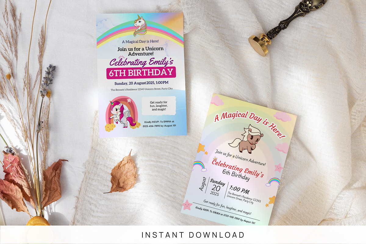 Rainbow Girl’s Birthday Invitation, an Invitation Template by Snapybiz (Photo 1 of 10)