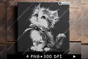 Cute Cat Fluffy Kitten Ribbon Bow, a Background Graphic by LaseredNinja (Thumbnail 3 of 7)