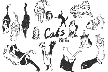 Cats hand drawn illustrations, an Illustration by Anastasiya Klempach