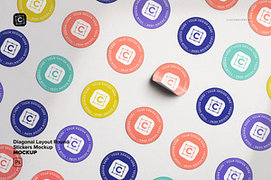 Diagonal Layout Round Stickers