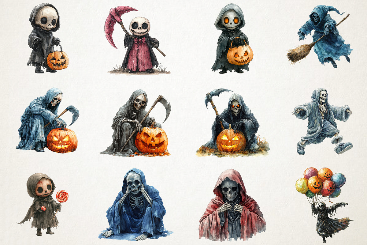 Halloween Funny Reaper Clipart, an Illustration by RobertsArt (Photo 3 of 7)