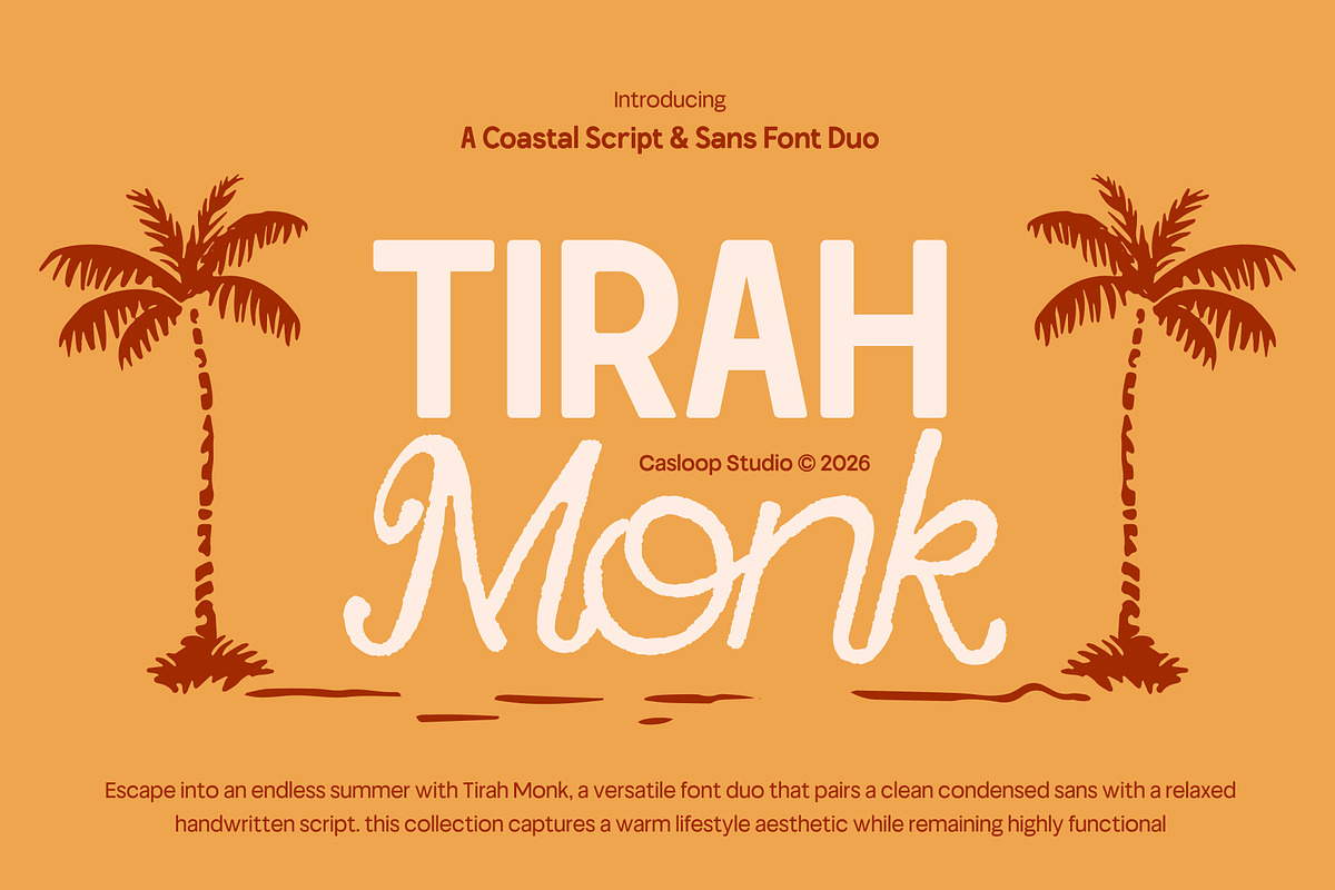 Tirah Monk – Script & Sans Font Duo, a Sans Serif Font by Casloop Studio (Photo 1 of 10)