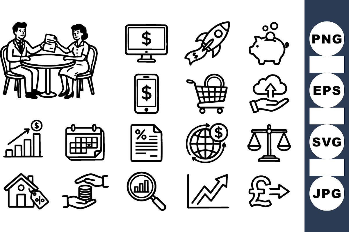 Business Finance Icon Vector Set, an Illustration by designvectx (Photo 1 of 3)