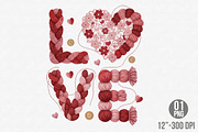Love Valentines Png, Faux Yarn Valen, an Illustration by Designking (Thumbnail 1 of 6)