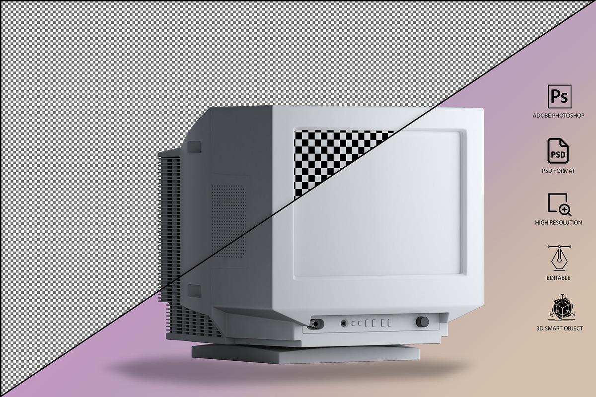 Generic CRT Monitor Mockup, a Mockup by GraphicVil (Photo 7 of 23)