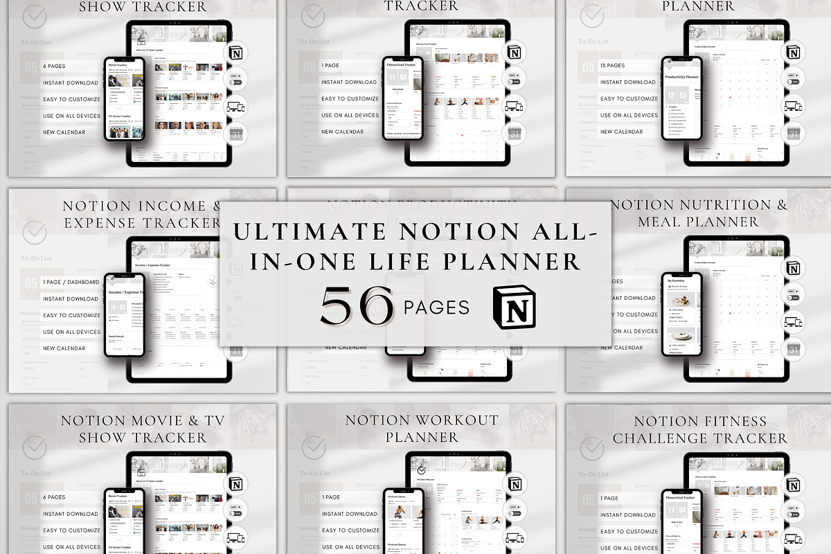 MEGA Notion Life Organizer Bundle, a Templates & Theme by BRANDcontent (Photo 1 of 9)
