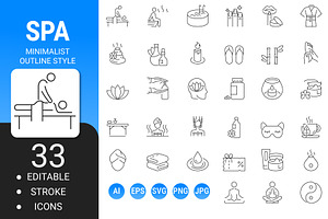 Spa minimalist outline icon set, an Outline Icon by Icons