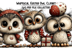 Whimsical Easter Owl Clipart, an Illustration by Dream Creation