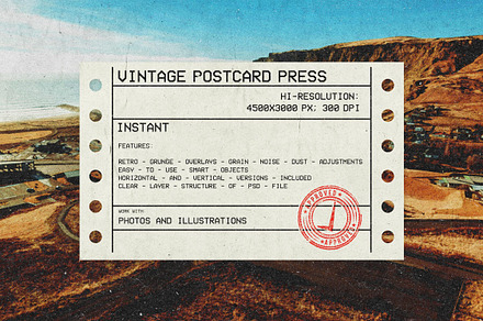 Vintage Postcard Press, a Layer Style Add-On by pixelbuddha.net