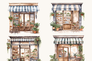 Watercolor Coffee Shop Clipart