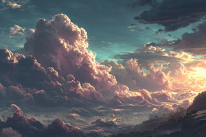 Dramatic sunrise over mountain with cross on summit surrounded b, a Nature Photo by José Manuel Gelpi
