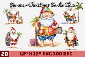 Summer Christmas Santa Claus, an Illustration by Gemstone