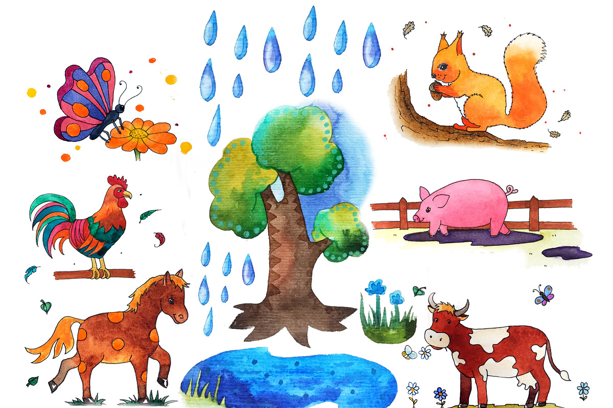 Big set of children's elements, an Animal Illustration by fiolika (Photo 4 of 6)