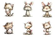 Whimsical Easter Cats Clipart, an Illustration by Designking (Thumbnail 4 of 5)