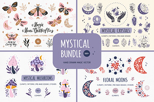 Mystical Hand Drawn Bundle 4 in 1