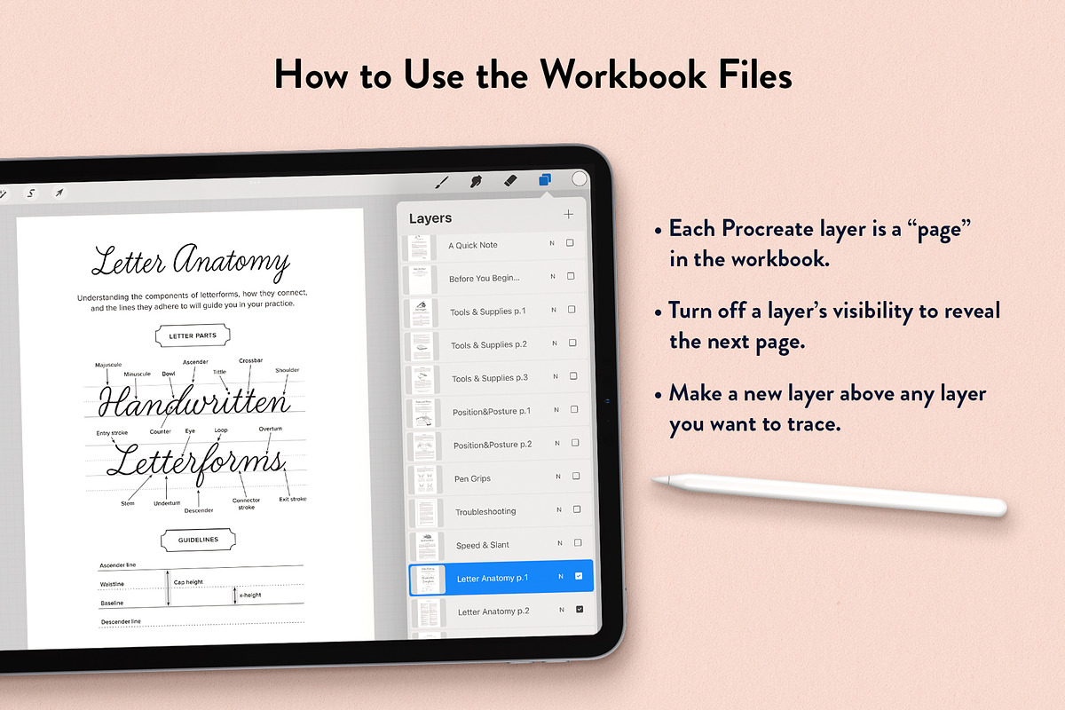 Learn Cursive Procreate Workbook Kit, a Stationery Template by Molly Suber Thorpe (Photo 6 of 7)